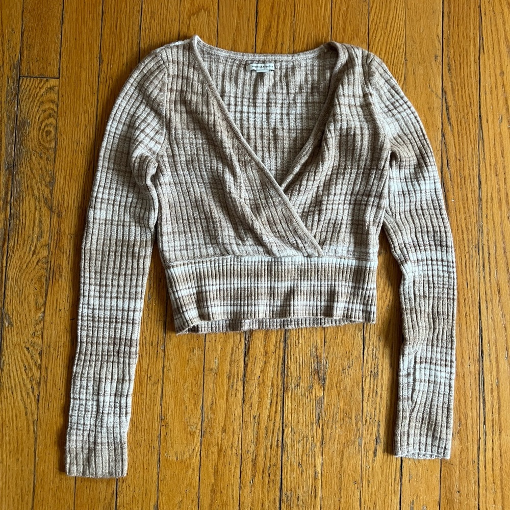 American Eagle wrap front sweater